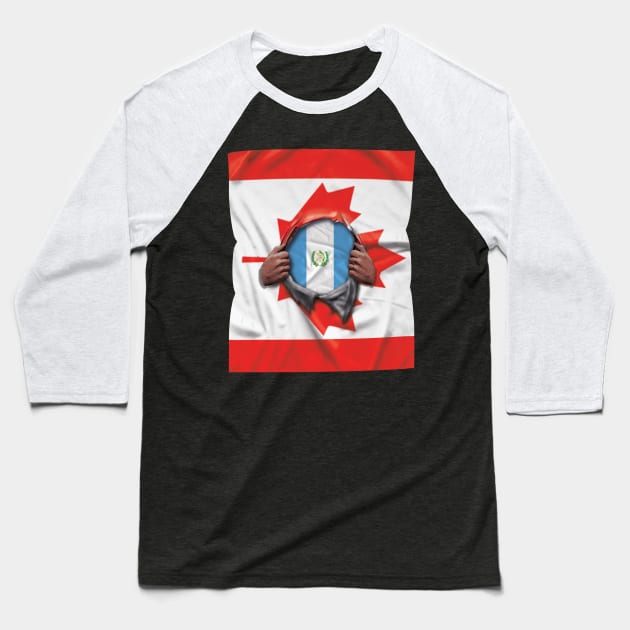 Guatemala Flag Canadian Flag Ripped - Gift for Guatemalan From Guatemala Baseball T-Shirt by Country Flags